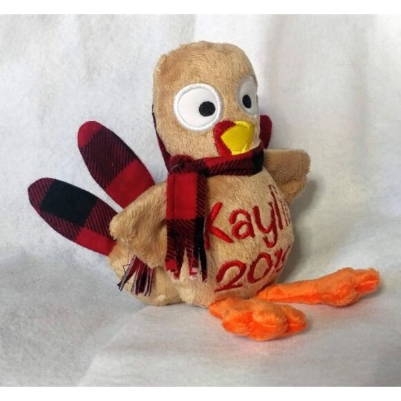 Handmade plush Turkey Boy-Girl personalizable Embroidery 1st Thanksgiving 2024 - Picture 5 of 8
